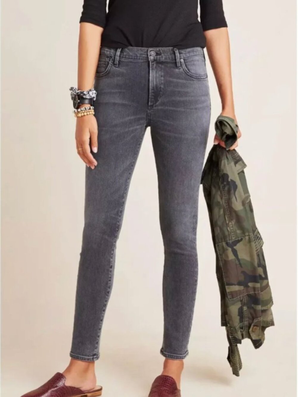 Citizens of Humanity Rocket High Rise Skinny Jeans Size 27 Washed Black Charcoal